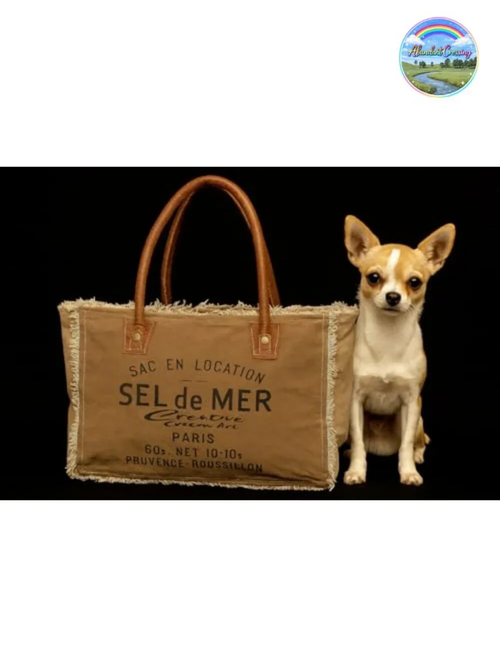 Vintage Distressed Canvas Tote Bag with Leather Handles